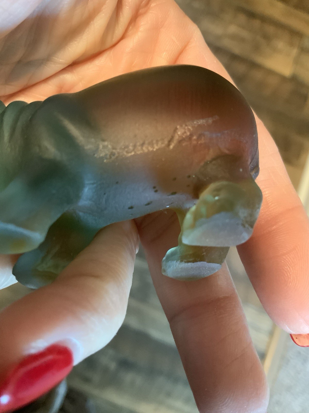 Signed Daum France Pâte de Verre Blue Hippo Art Glass Sculpture Crystal