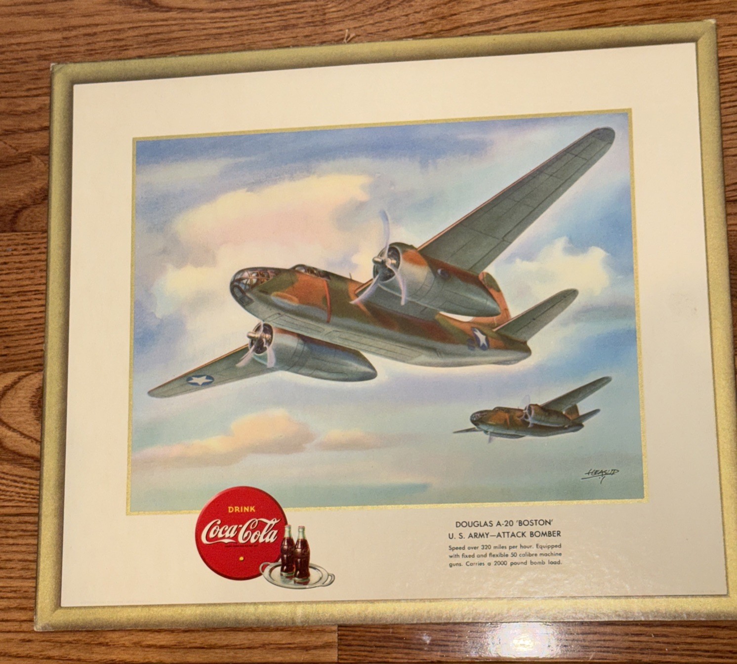 Set Of Coca-Cola WW 2 Airplane Litho Prints- Good Condition-1943