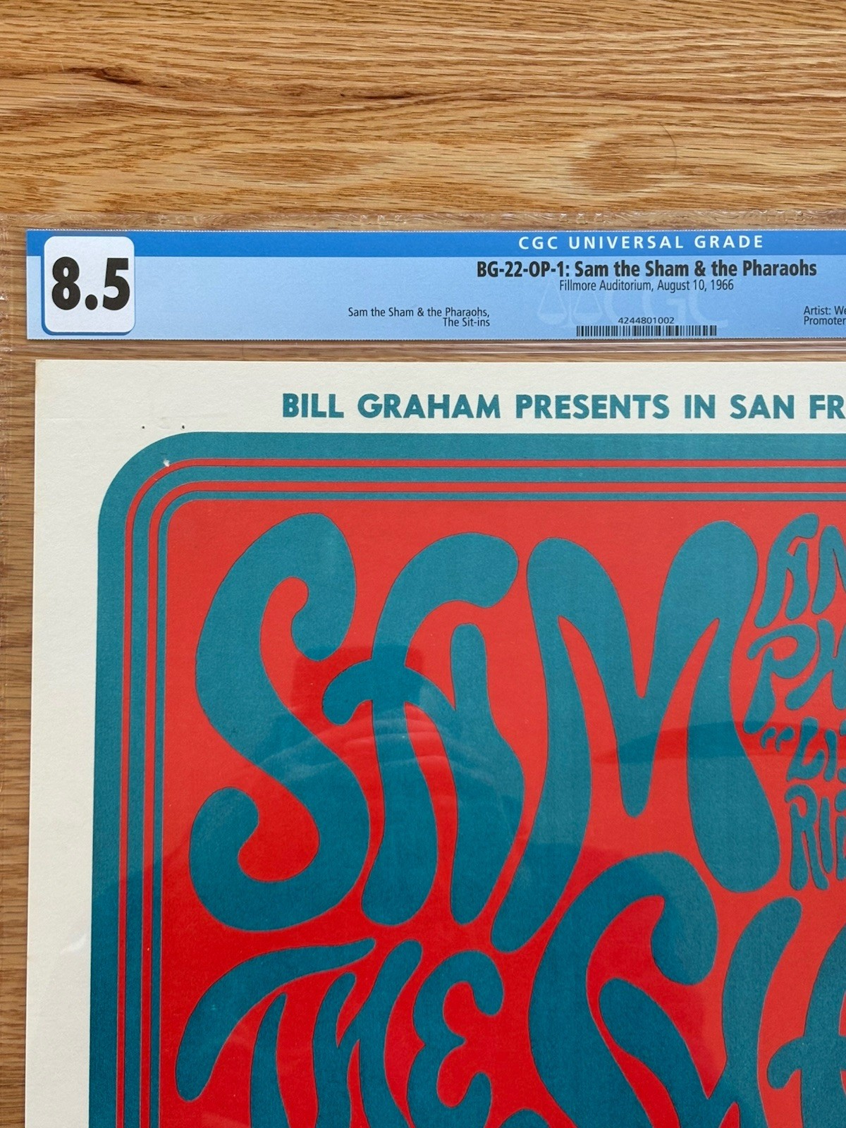 1966 BG-22 Sam The Sham Fillmore Auditorium Concert Poster CGC 8.5 Original