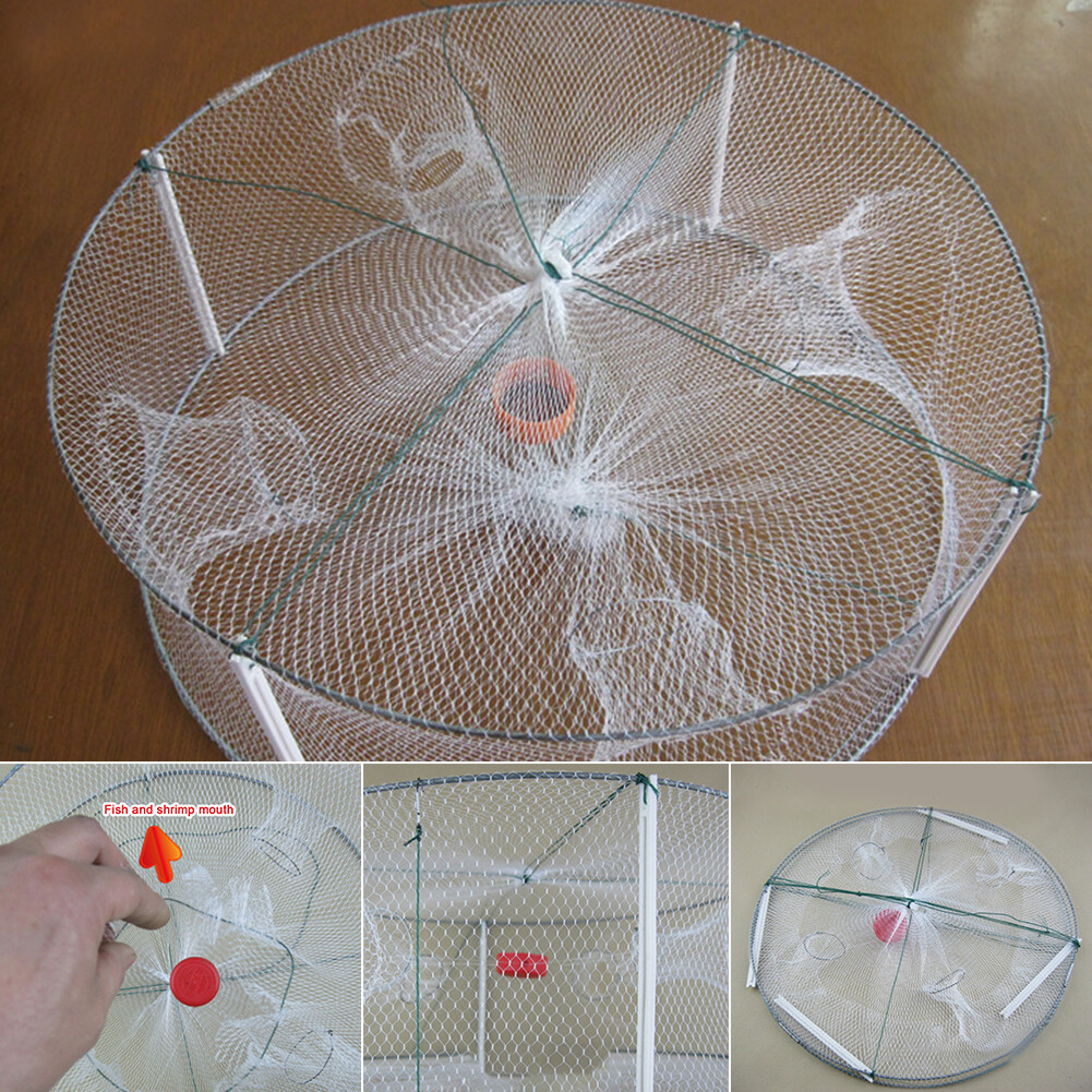 Foldable Fishing Bait Trap Crab Net Crawdad Shrimp Cast Dip Cage Fish Minnow US!