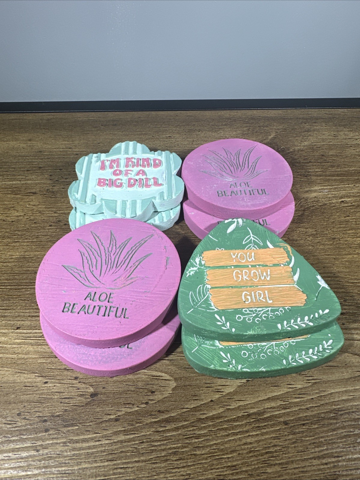 8 Pc Plaster Garden Stones Decorated