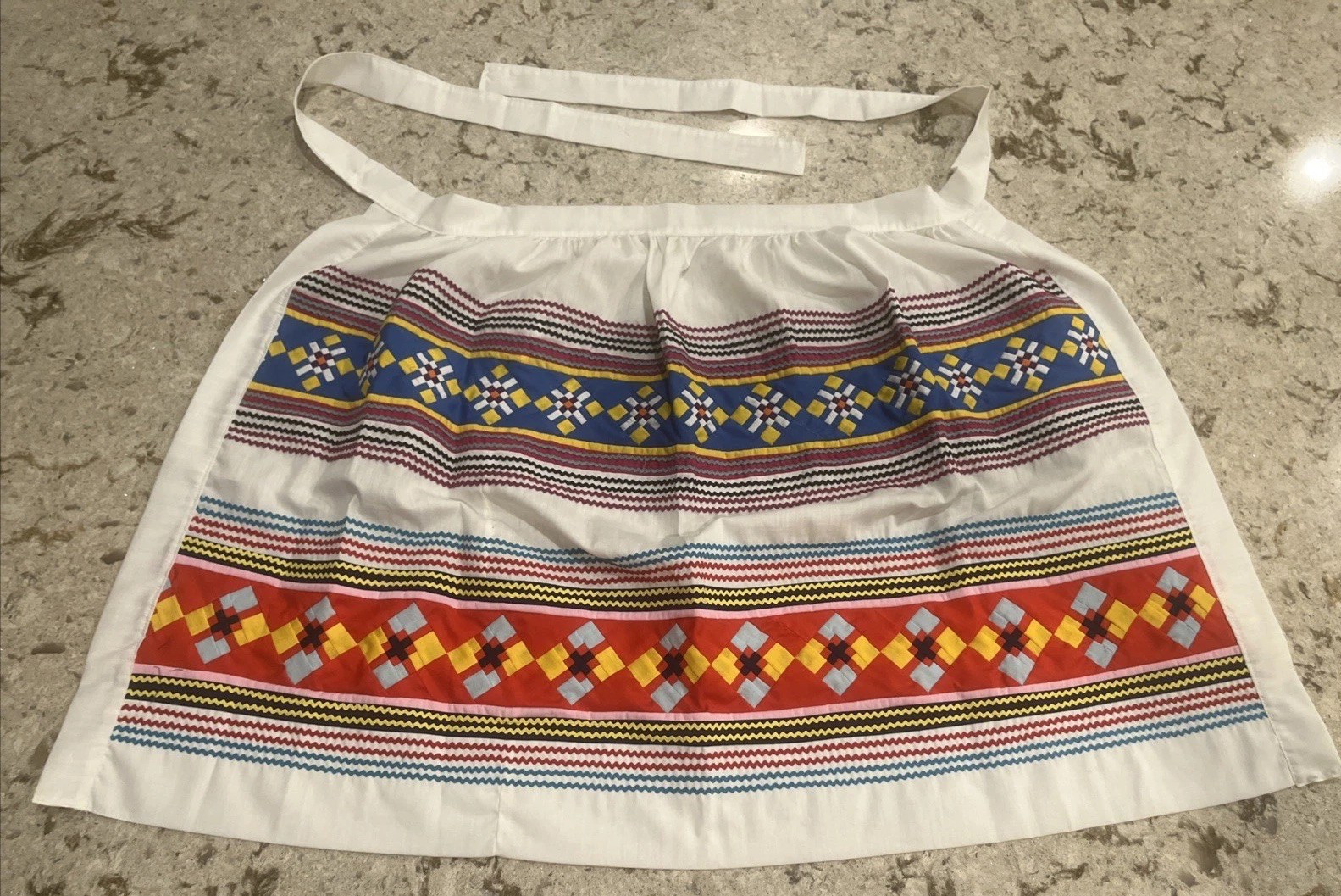 Vintage Seminole Native American Handmade Geometric Patchwork Apron Beautiful