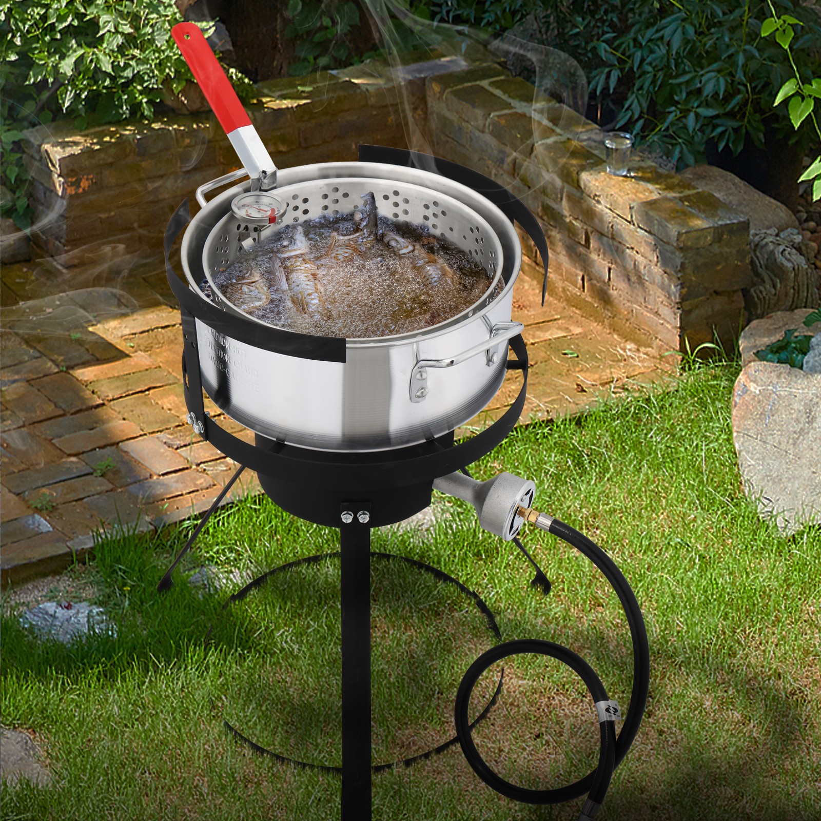 Propane 10QT Fish Fryer Boiler Steamer Set 55,000BTU Burner Outdoor Seafood
