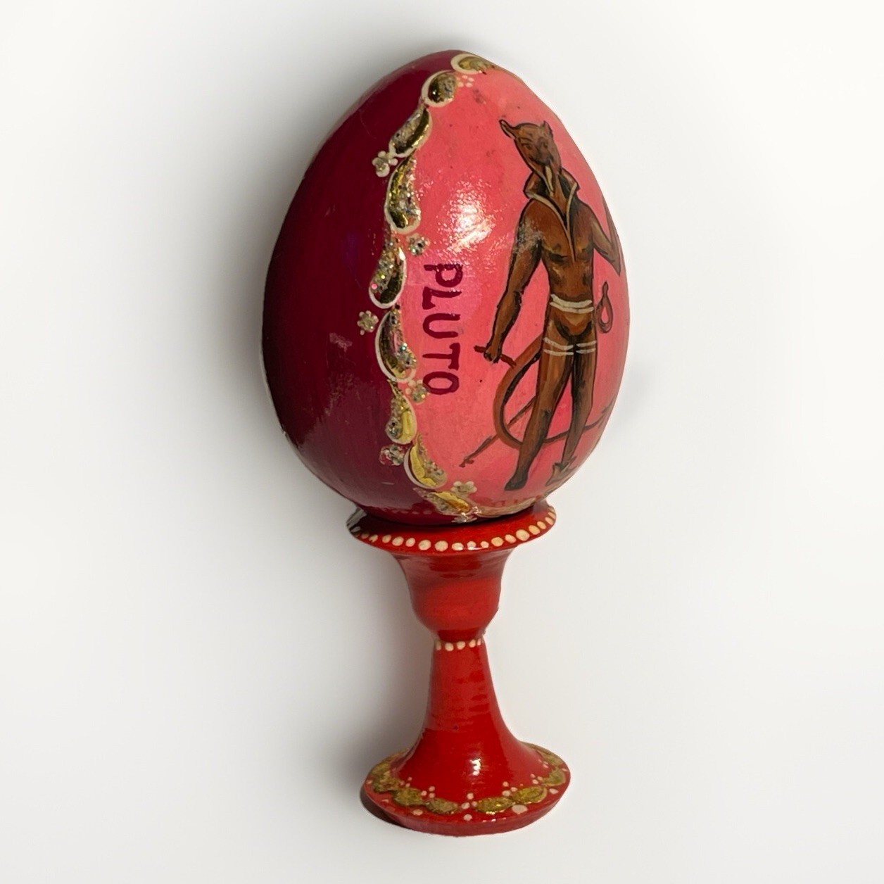 Folk Art Handpainted Wooden Pluto Water Egg French Lick,Indiana