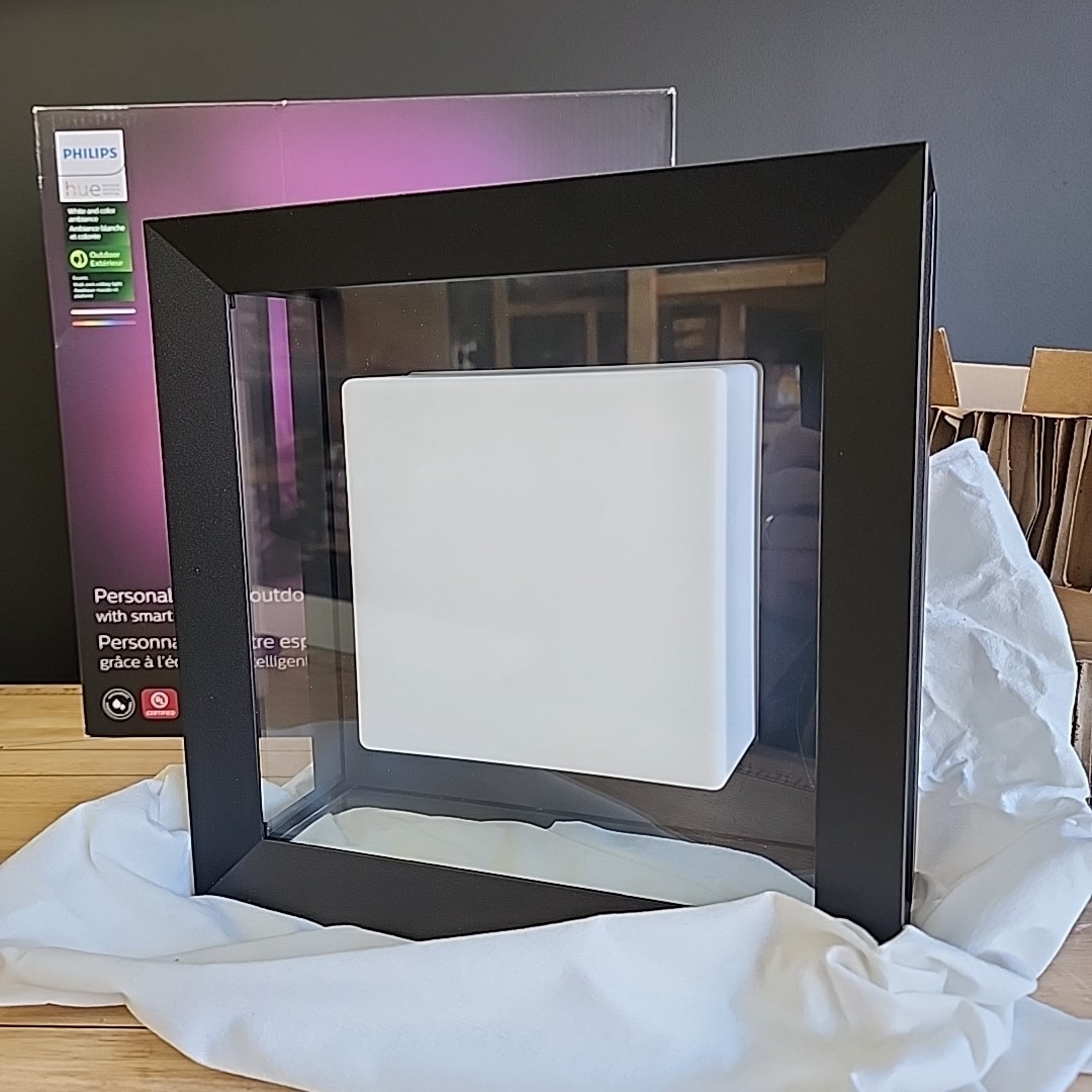 Philips Hue Econic Square Outdoor Smart Wall Light, Black, Hue Bridge Required