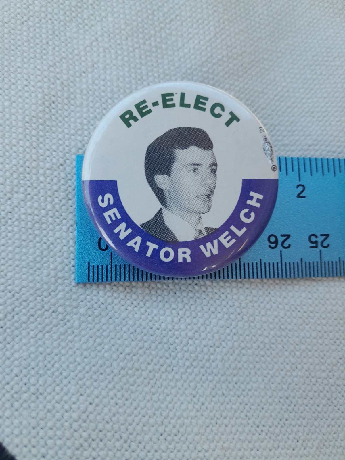 Re-elect Senator Welch Pin Back Button
