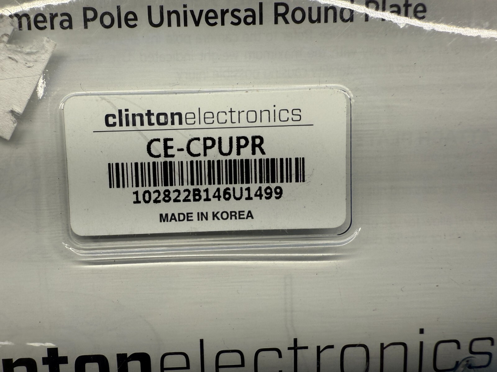 Set of 2 - Clinton Electronics CE-CPUPR Universal Camera Pole Round Plate