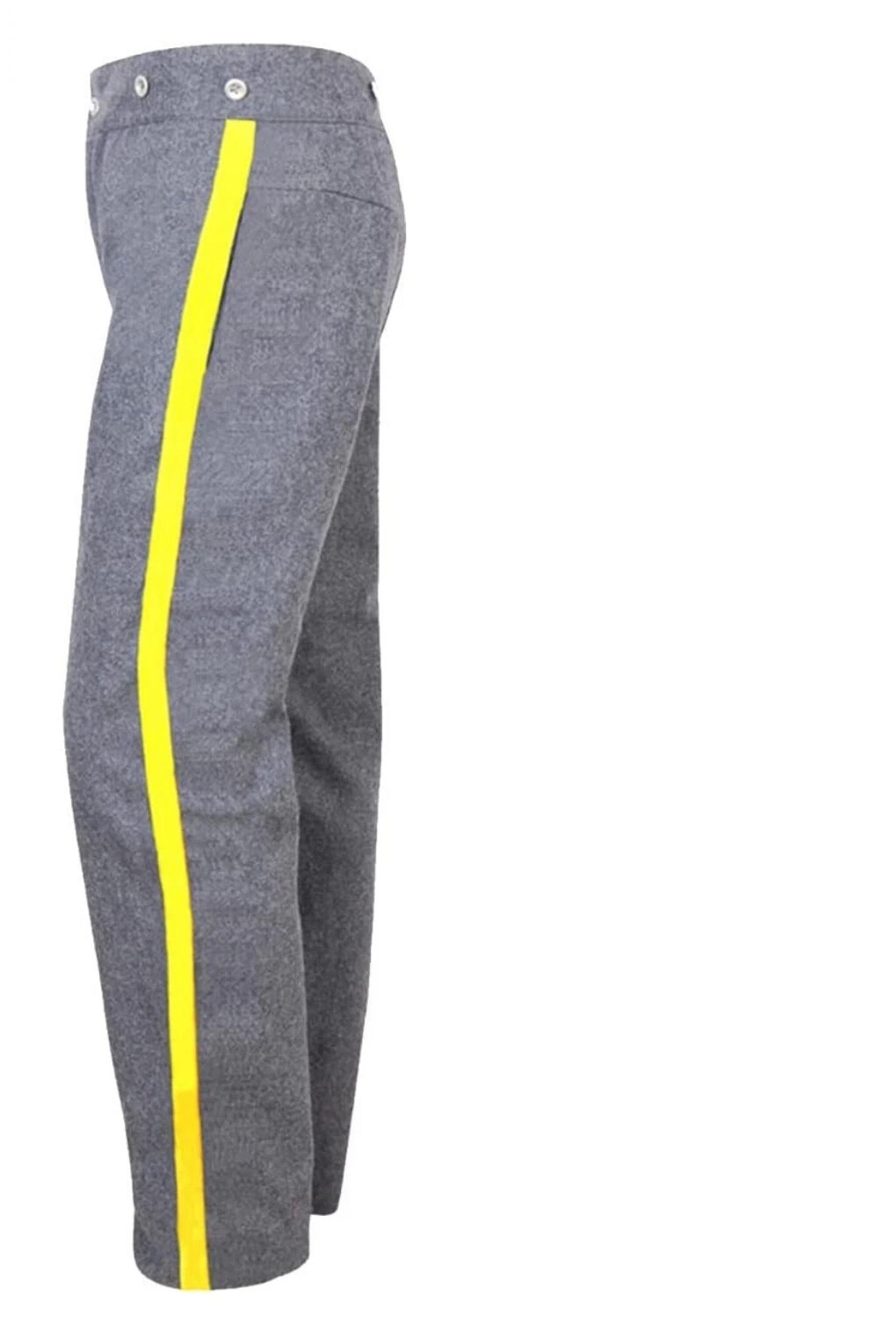 US Civil War Officer’s Gray Wool Trousers  Reenactment Pants, 1.5" Yellow Trim