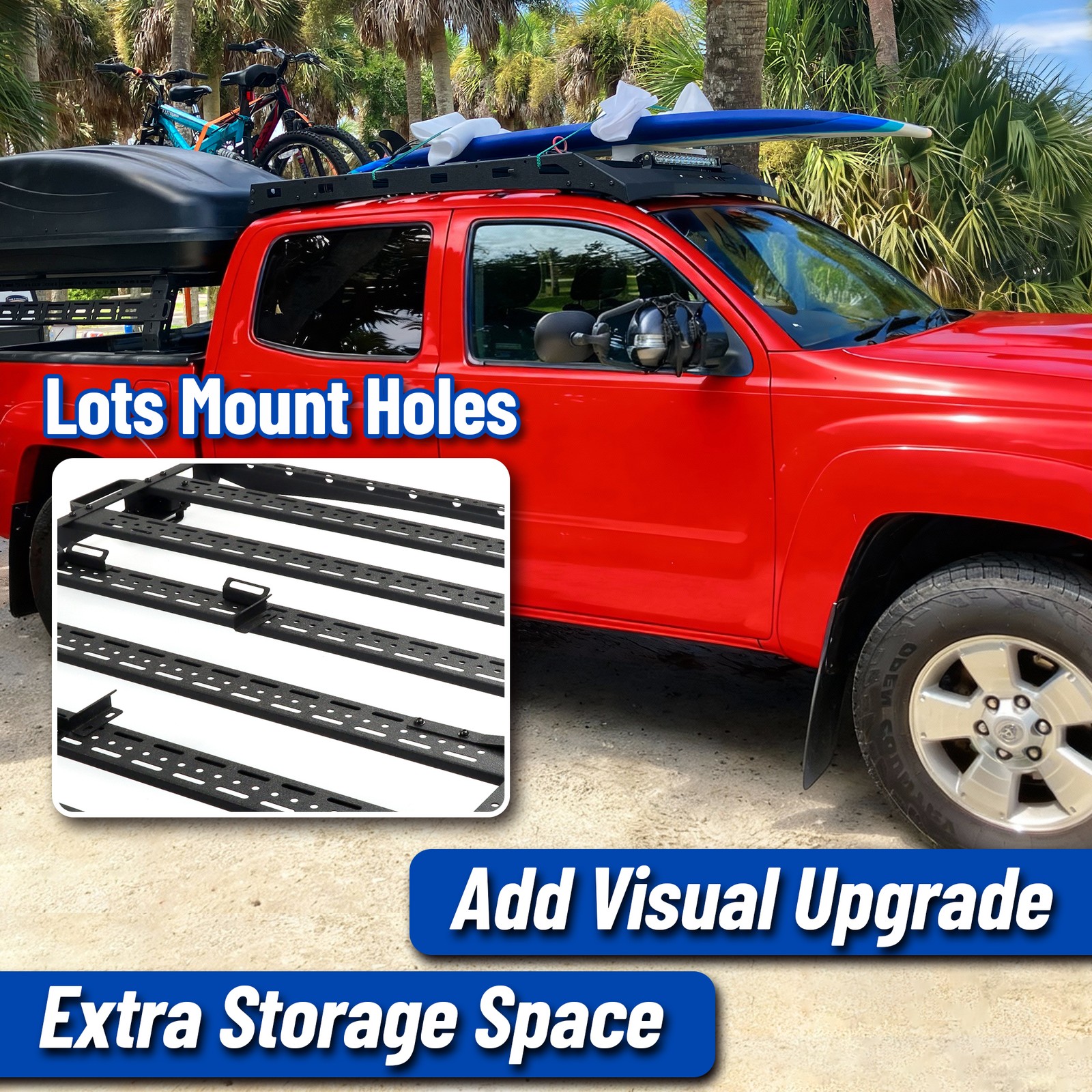 Roof Rack Cargo Basket Rooftop Carrier For 05-23 Toyota Tacoma Double Cab Steel