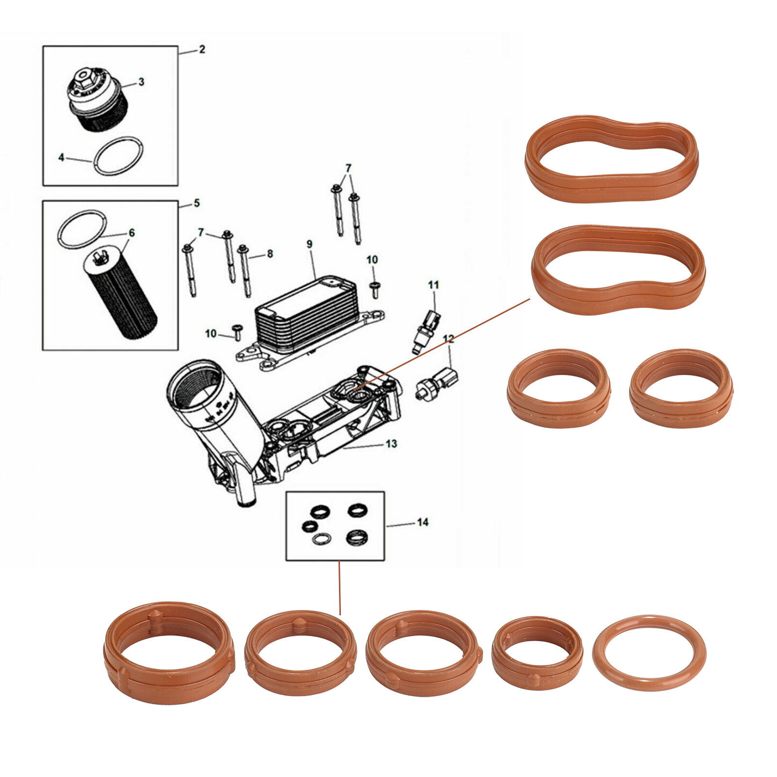 Oil Filter Adapter O-Ring Kit For Chrysler 3000Jeep Wrangler Dodge Durango 3.6L