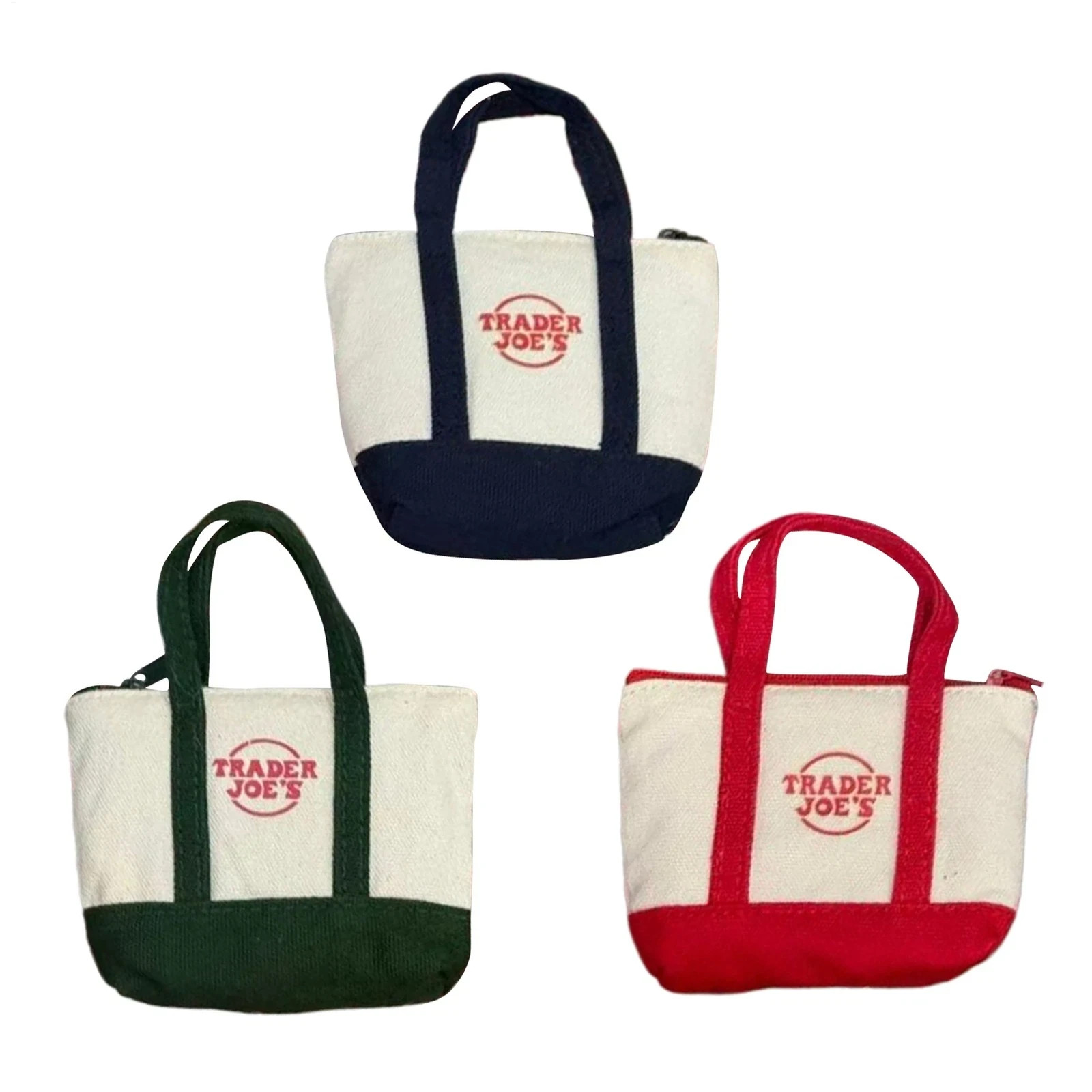 Set of 3 Trader Joe's Canvas Micro Tote With Storage Bag 2025 Christmas Limited