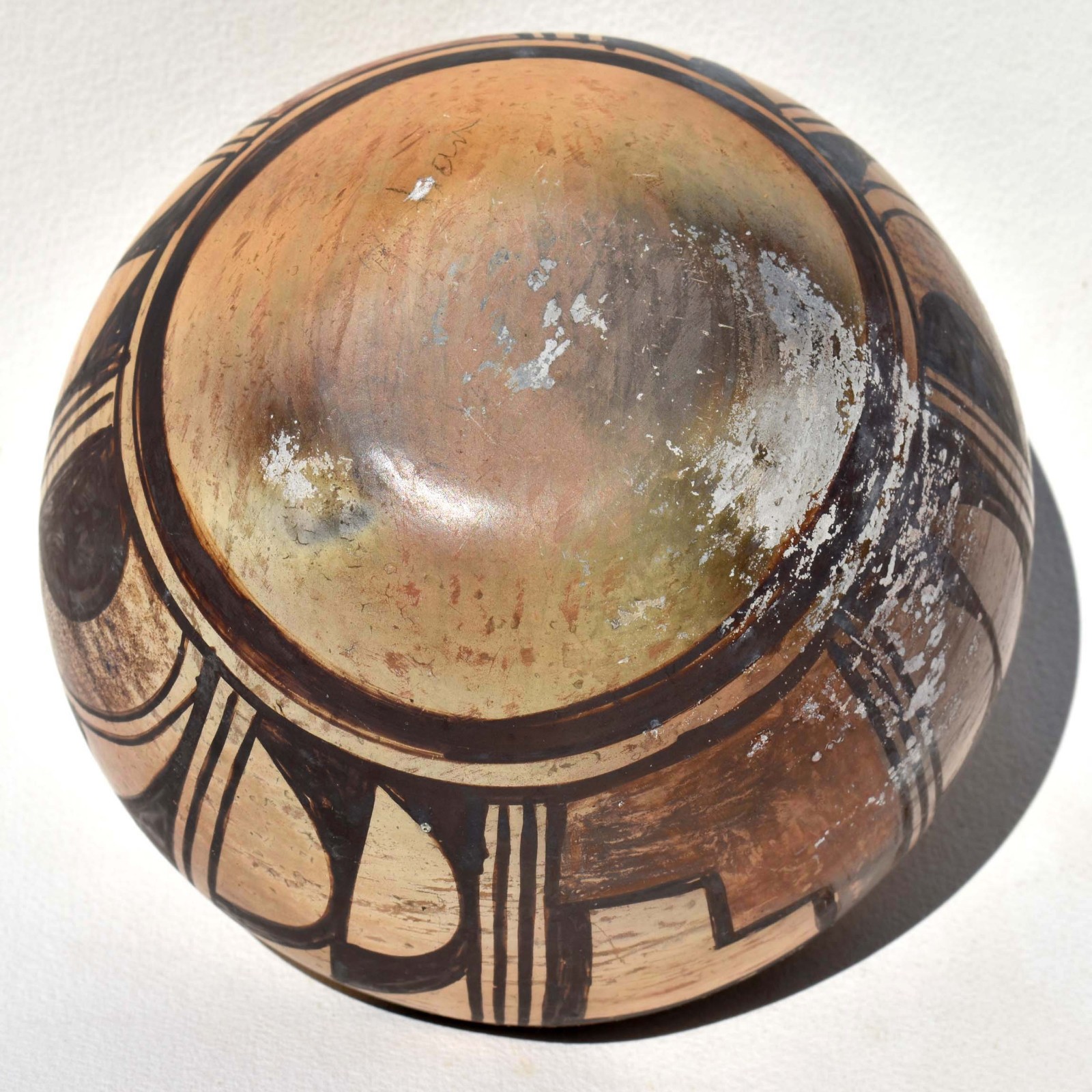 20th C Antique Hopi Sikyatki Revival - Yellow Ware Pot - Polychrome Olla Bowl