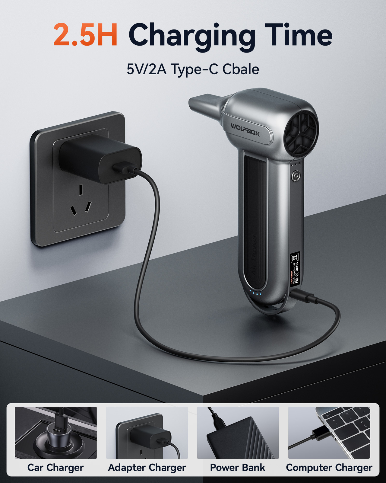 WOLFBOX Compressed Air Duster-150000RPM Super Power Electric Air Duster