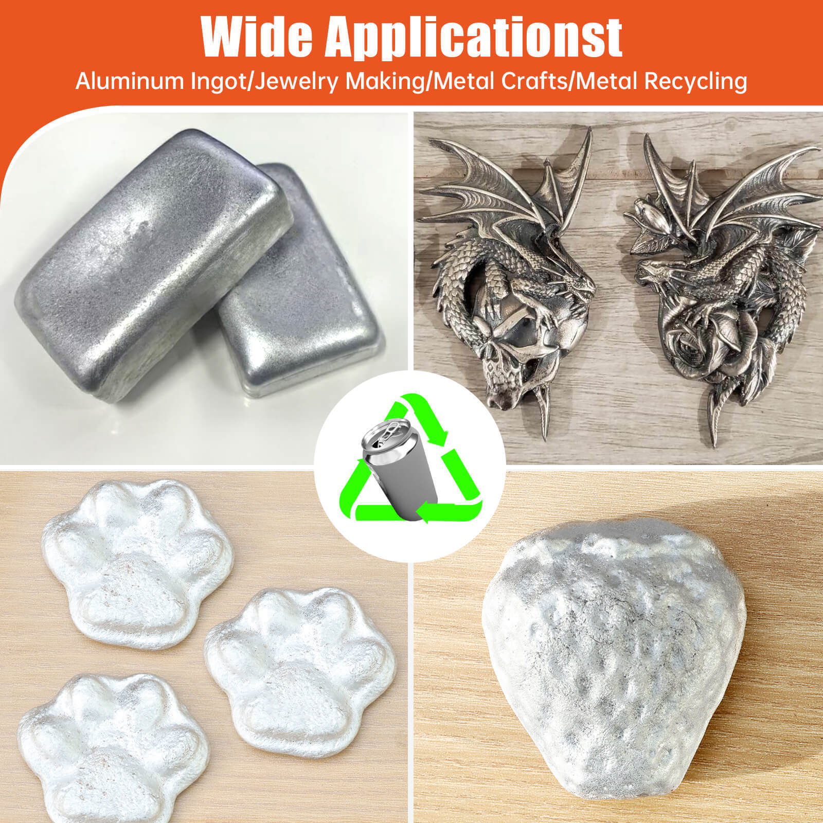 TOAUTO 8KG Electric Aluminum Melting Furnace 1800W Smelter Temperature Control