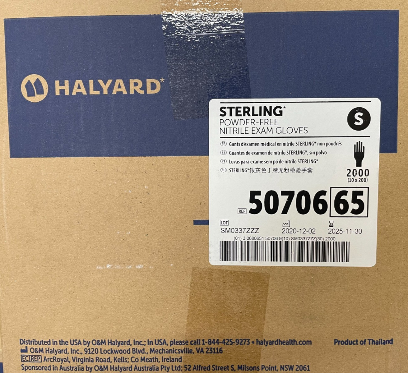 2000 Halyard Sterling Nitrile Gloves 50706, Powder-Free Glove Small