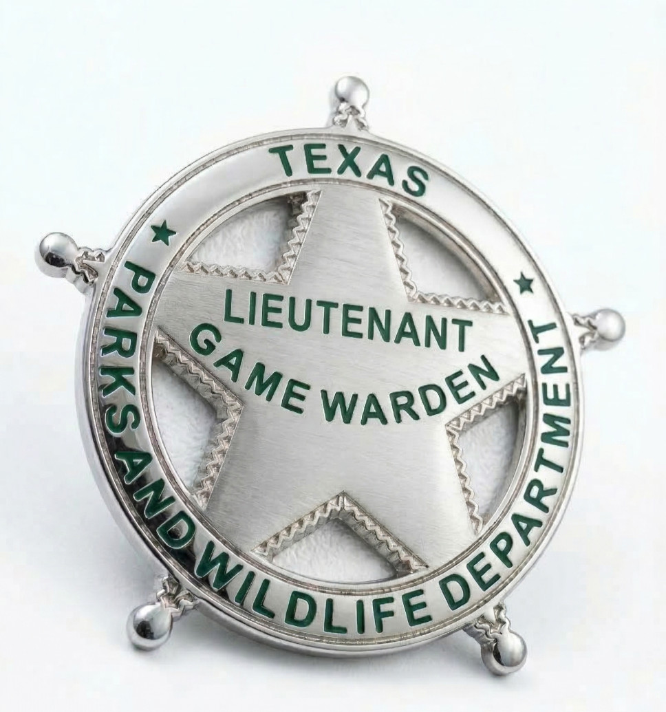 Texas Lieutenant Game Warden Parks and Wild Life Department in  Silver (Pin)