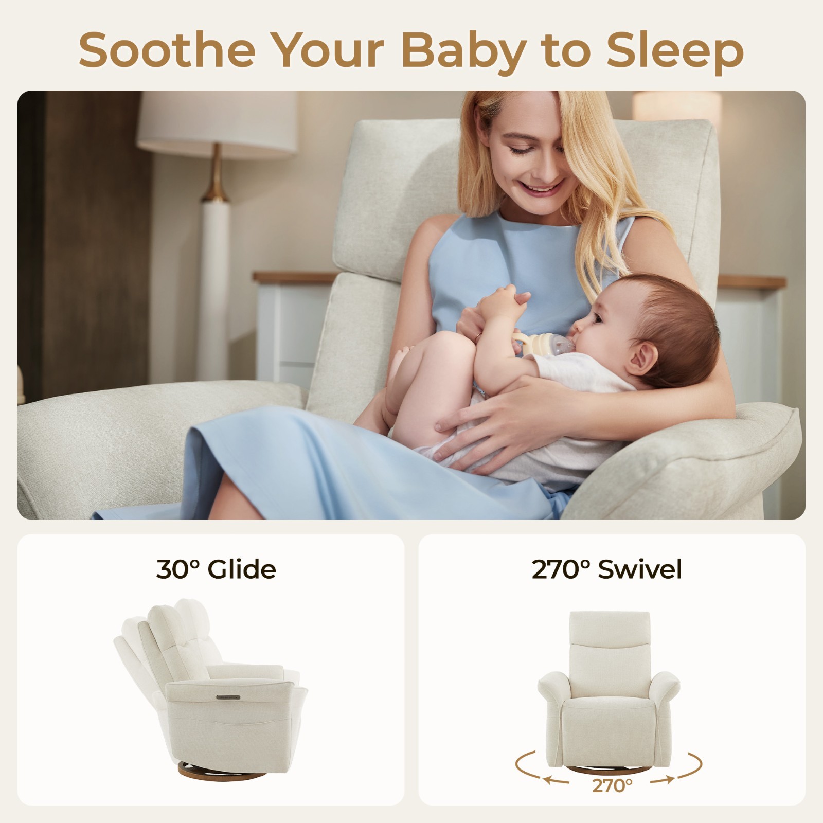 CHITA Power Recliner Chair, Triple-Motor Swivel Glider,GREENGARD Gold Certified