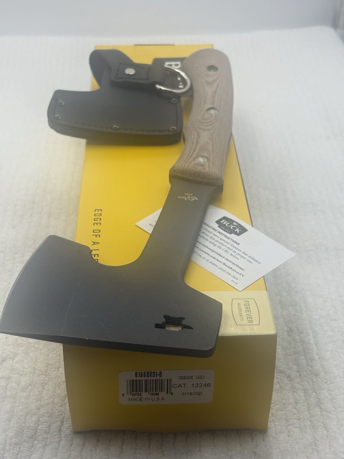 Buck 0106BRS1-B Compadre Axe With Leather Sheath NIB Made In USA Discontinued