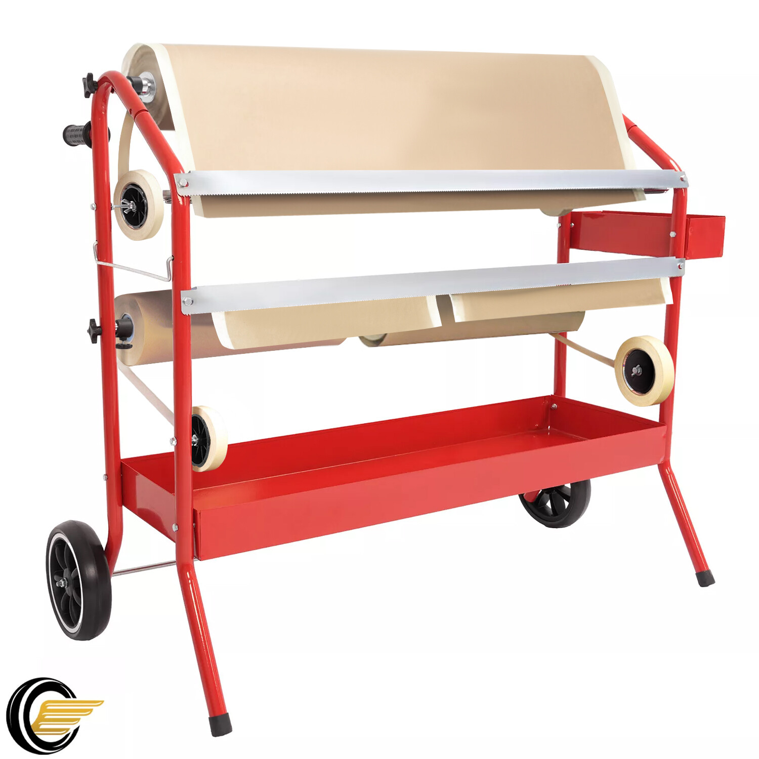 Mobile 36" Multi-Roll Masking Paper Machine W/ Storage Trays Auto Body Paint