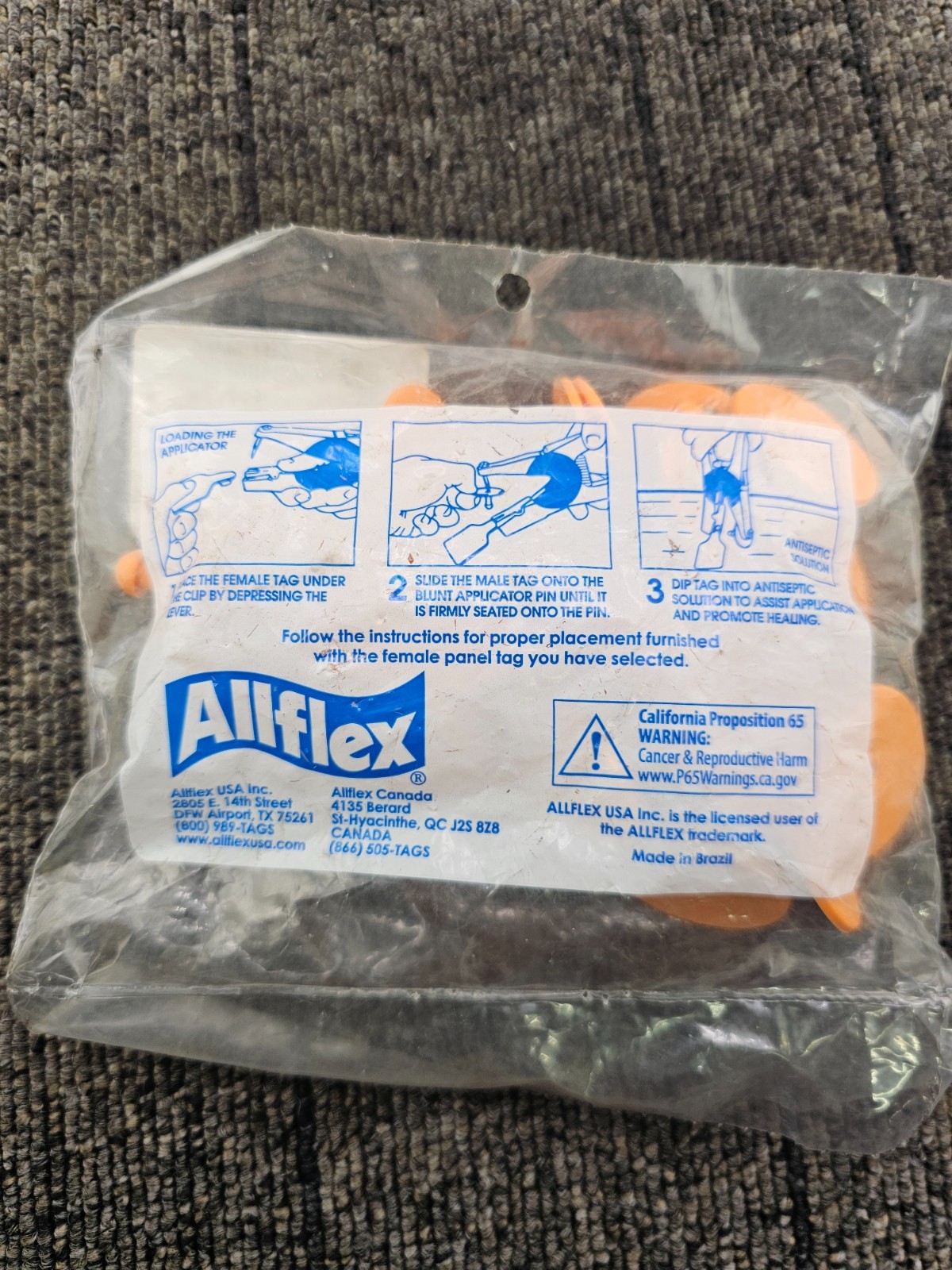 (QTY 75) ALLFLEX 301967: TAG - GLOBAL BUTTON ORANGE