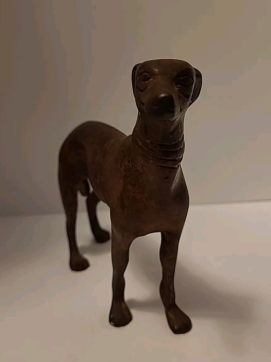 GREYHOUND Dog Figurine/Sculpture 19th C. Bronze 5 1/4" H x 7" L
