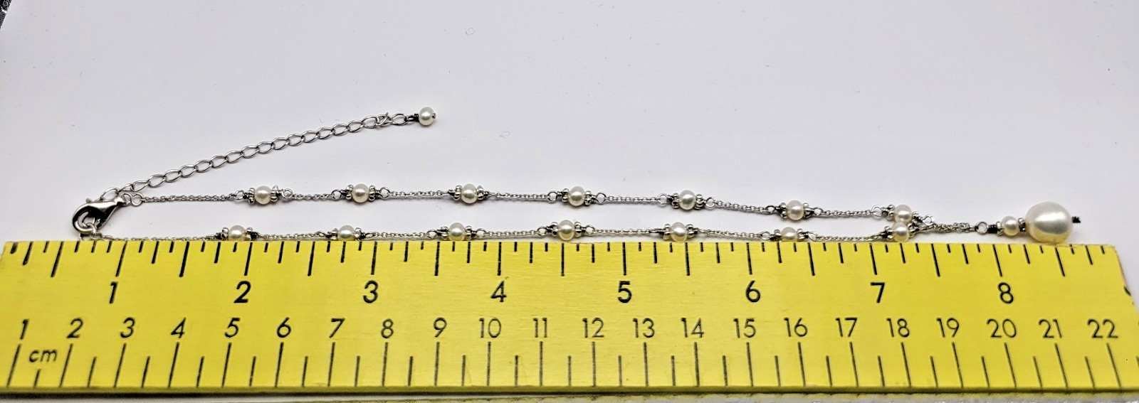 Sterling Silver Cultured Freshwater Pearl Station Pendant Necklace ~ 15" - 18"