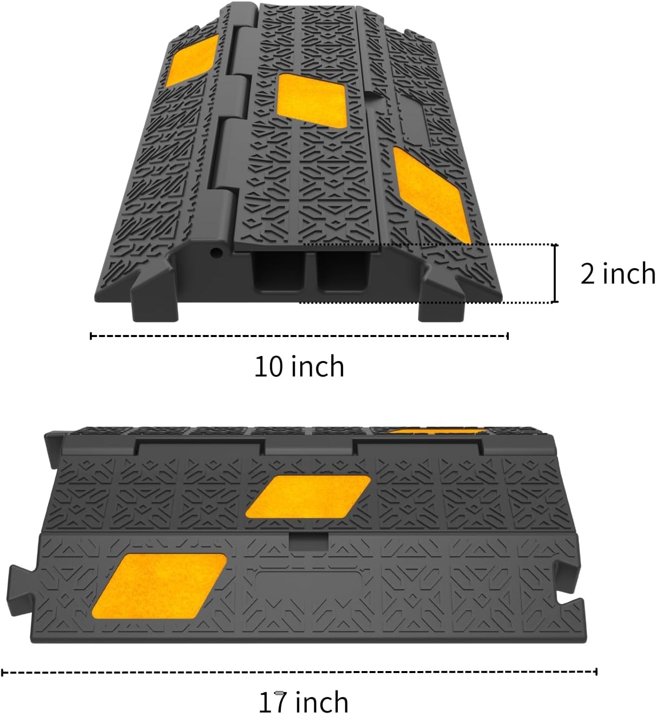 2/6Pack 2 Channel Cable Cover Ramp Rubber Cord Protector for Road or Garage