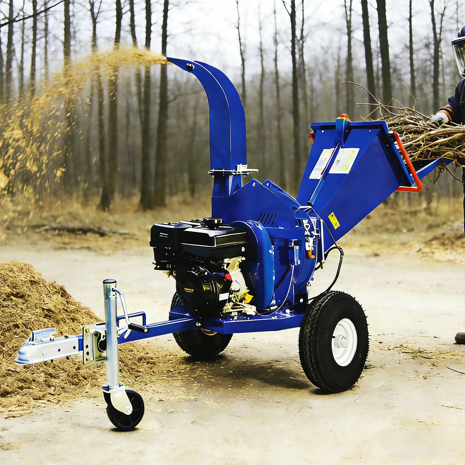 5" 15HP 420cc GAS Powered DISC Wood Chipper Shredder Mulcher EPA Towable 3-Wheel