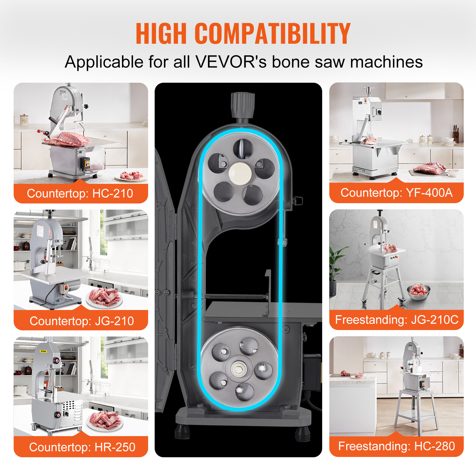 VEVOR Band Saw Blade for Cutting Meat Bone 65"x0.63"x0.02" Carbon Steel 5 PCS