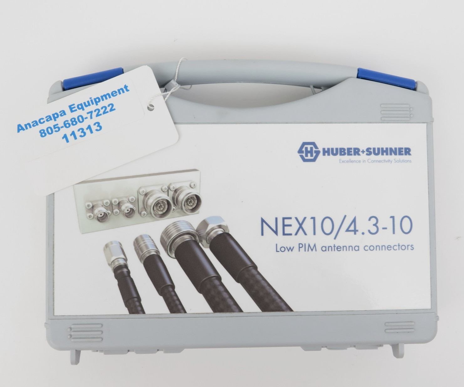 Huber+Suhner NEX10 to 4.3-10 RF Adapter Kit 8-Piece Set Low PIM Grey Case