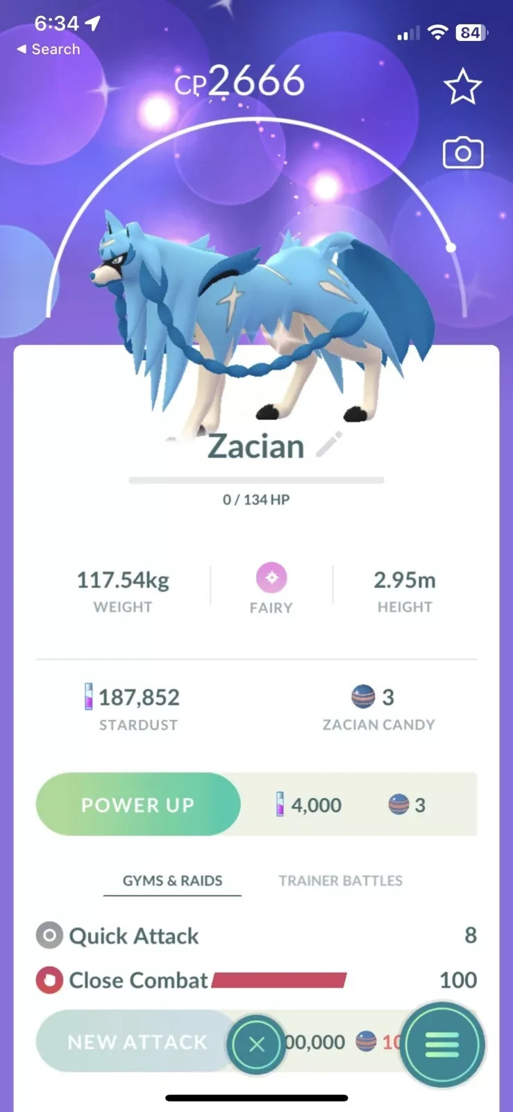 ✨ Shiny Zacian ✨  P T C - 80k stardust - Description
