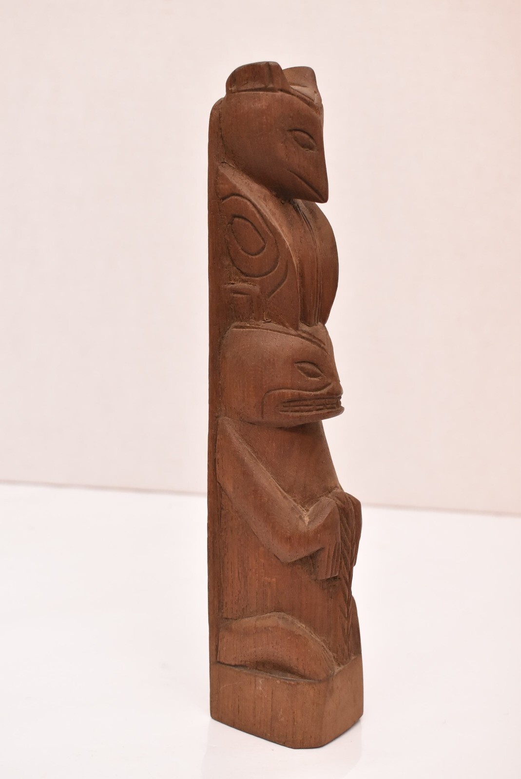 VTG Alaska Native American Totem Pole Hand Carved Cedar 9.75" Northwest Coast