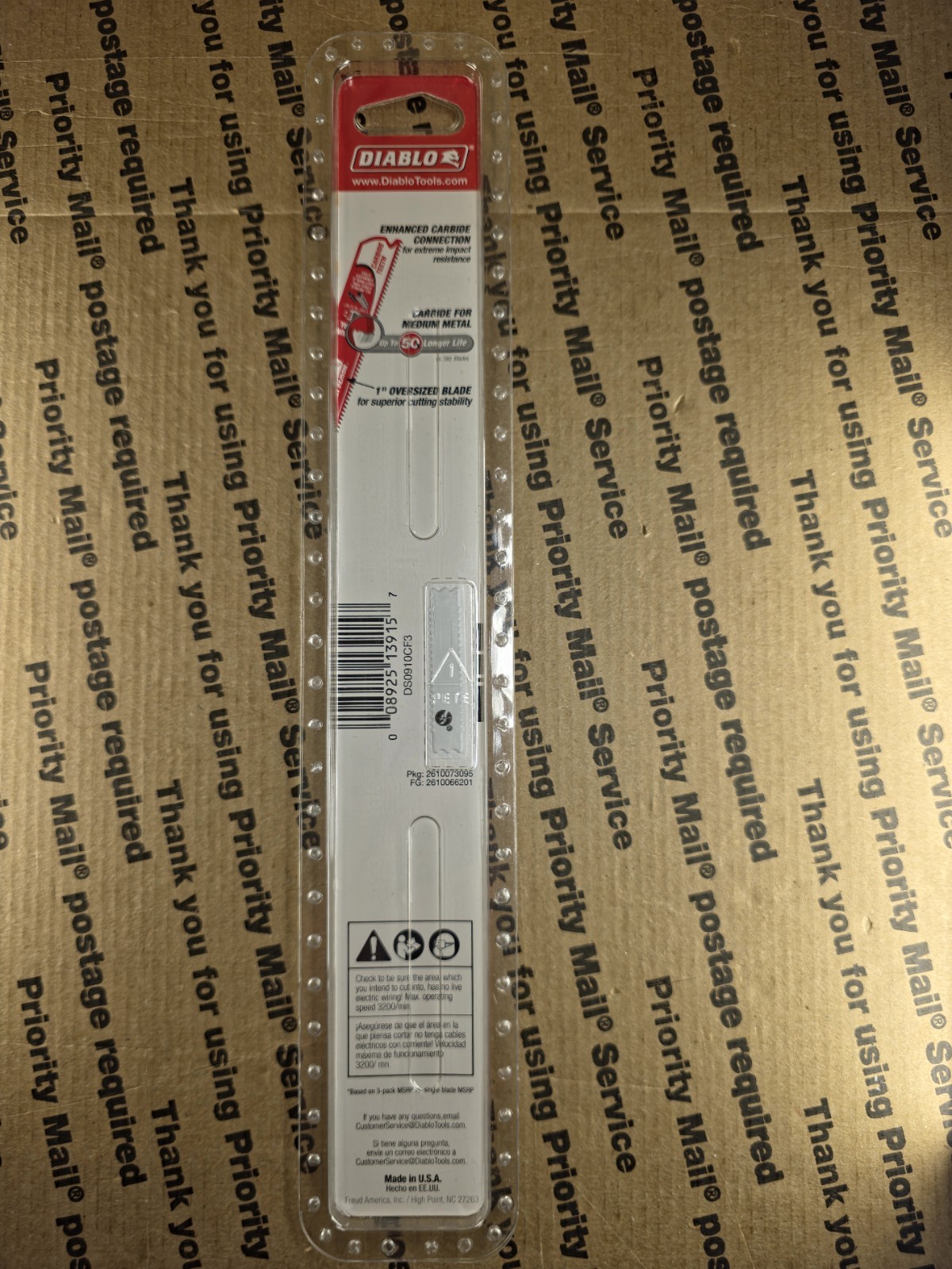 Diablo Steel Demon 9" Carbide Teeth Medium Metel Sawzal Blades 3~Pack DS0910CF3