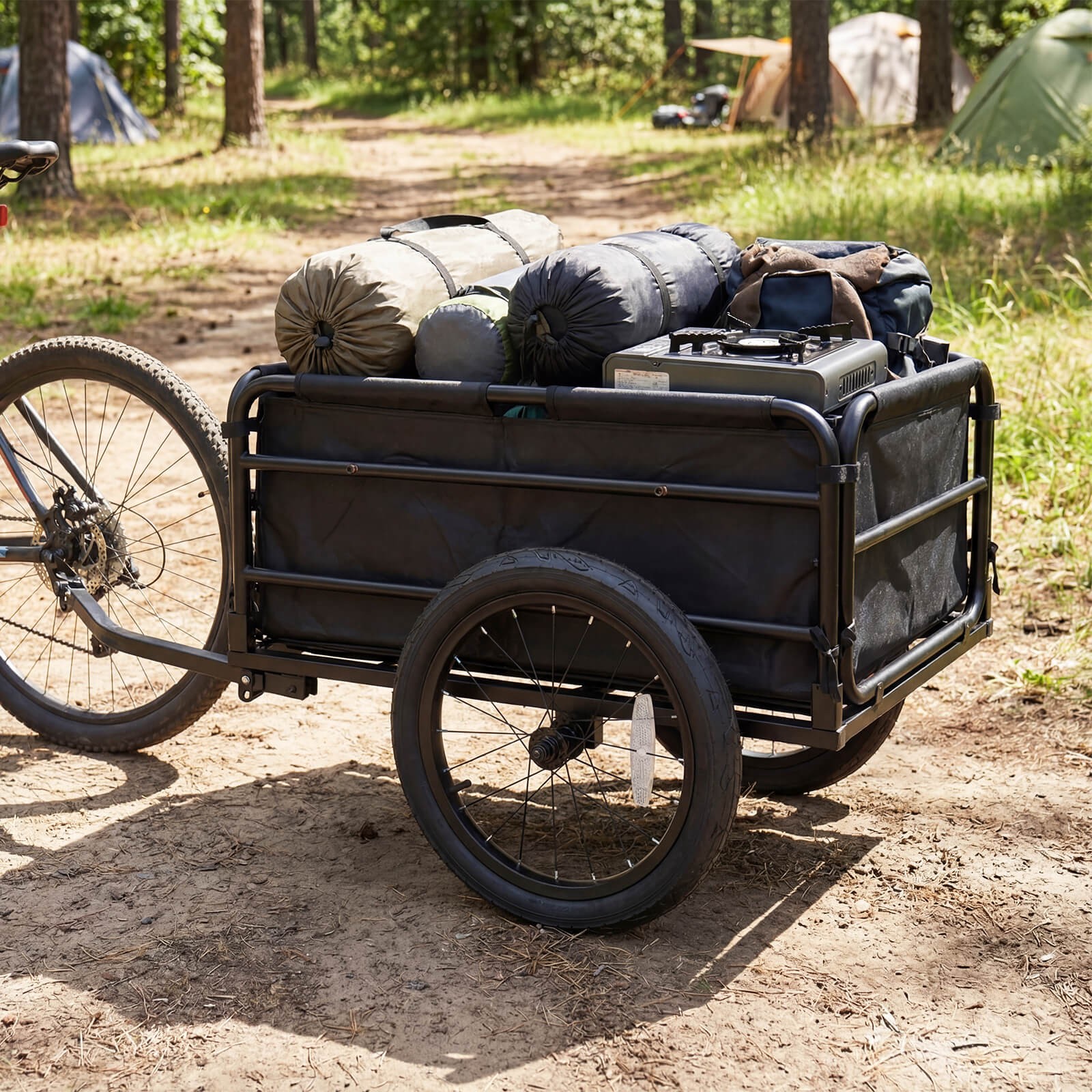 Bike Cargo Trailer, 220 LBS Metal Bicycle Wagon Cart with Universal Hitch