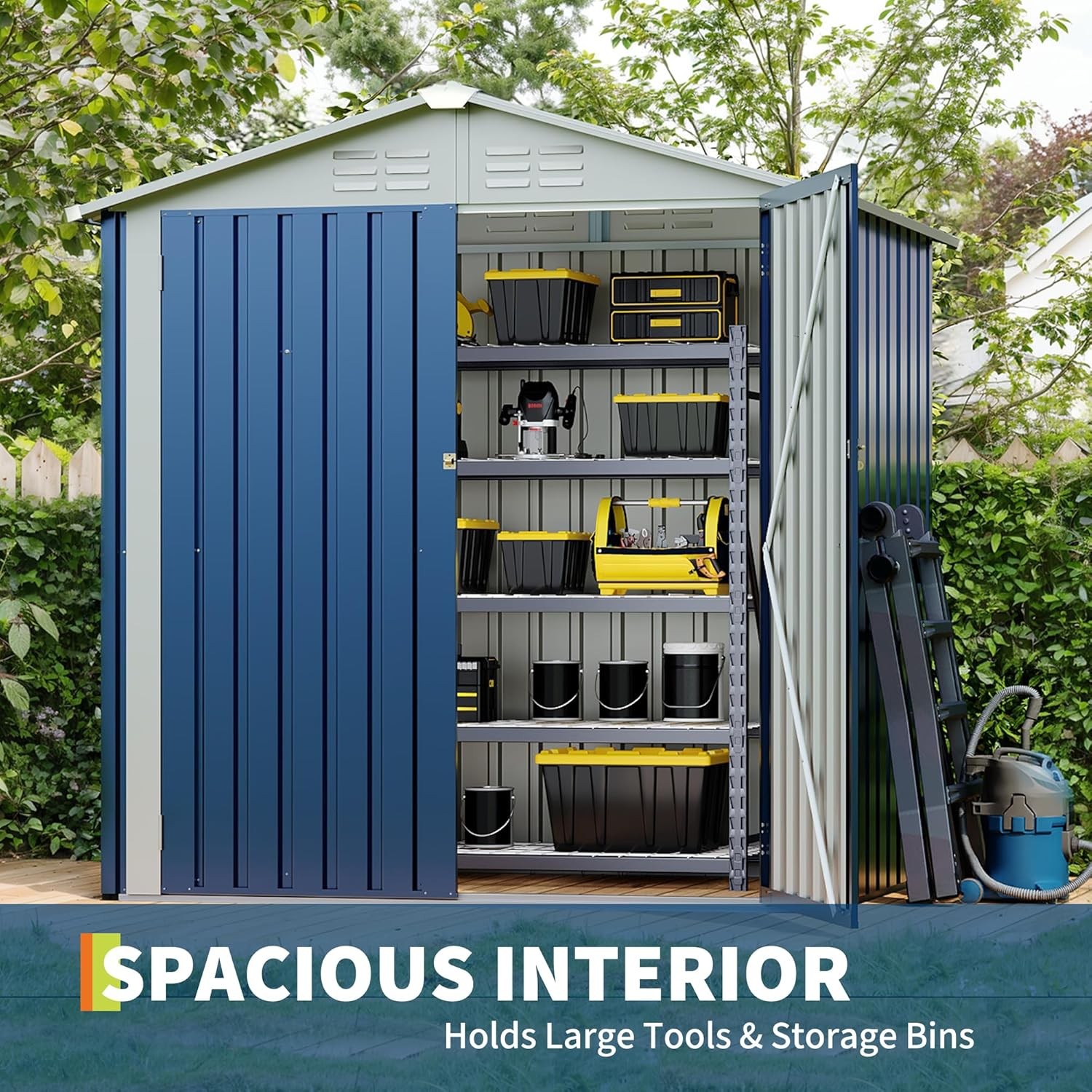 6x4 FT Outdoor Storage Shed Garden Tool Storage Shed with Roof Lockable Doors