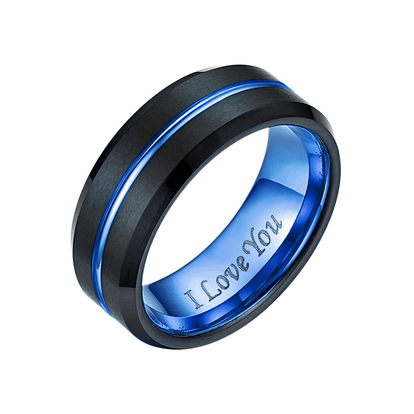 Men I Love You Wedding Band Tungsten Ring Women Heart Promise Band Couple 2pcs