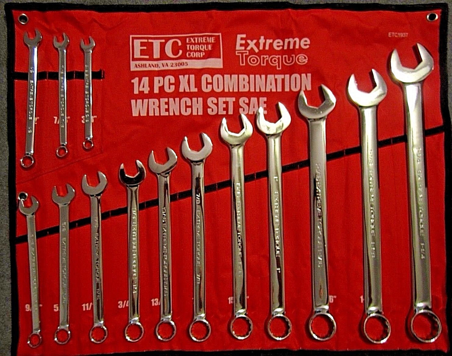 14 pc Extra Long SAE Combination Wrench Set 3/8" to 1-1/4" XL Extreme Torque ETC
