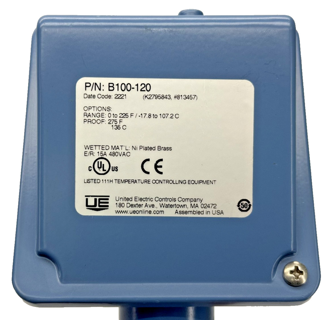 United Electric B100-120 Temperature Controller 15A 480VAC