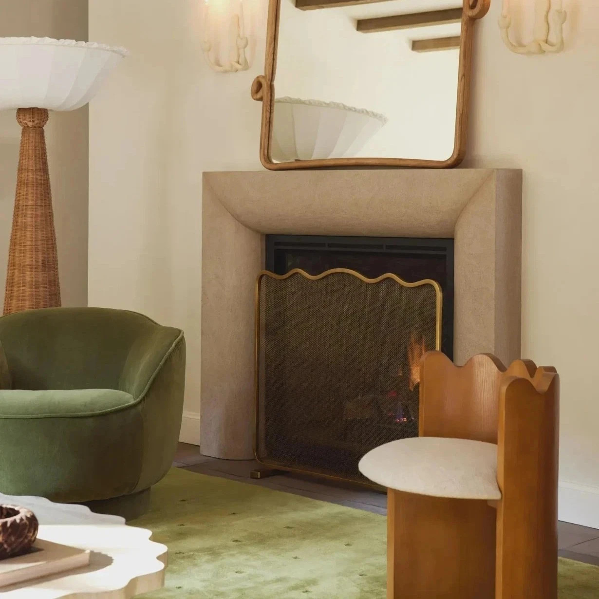 Hand Tufted Wool Area Rug Olive Green Modern Solid Minimalist Living Room Carpet