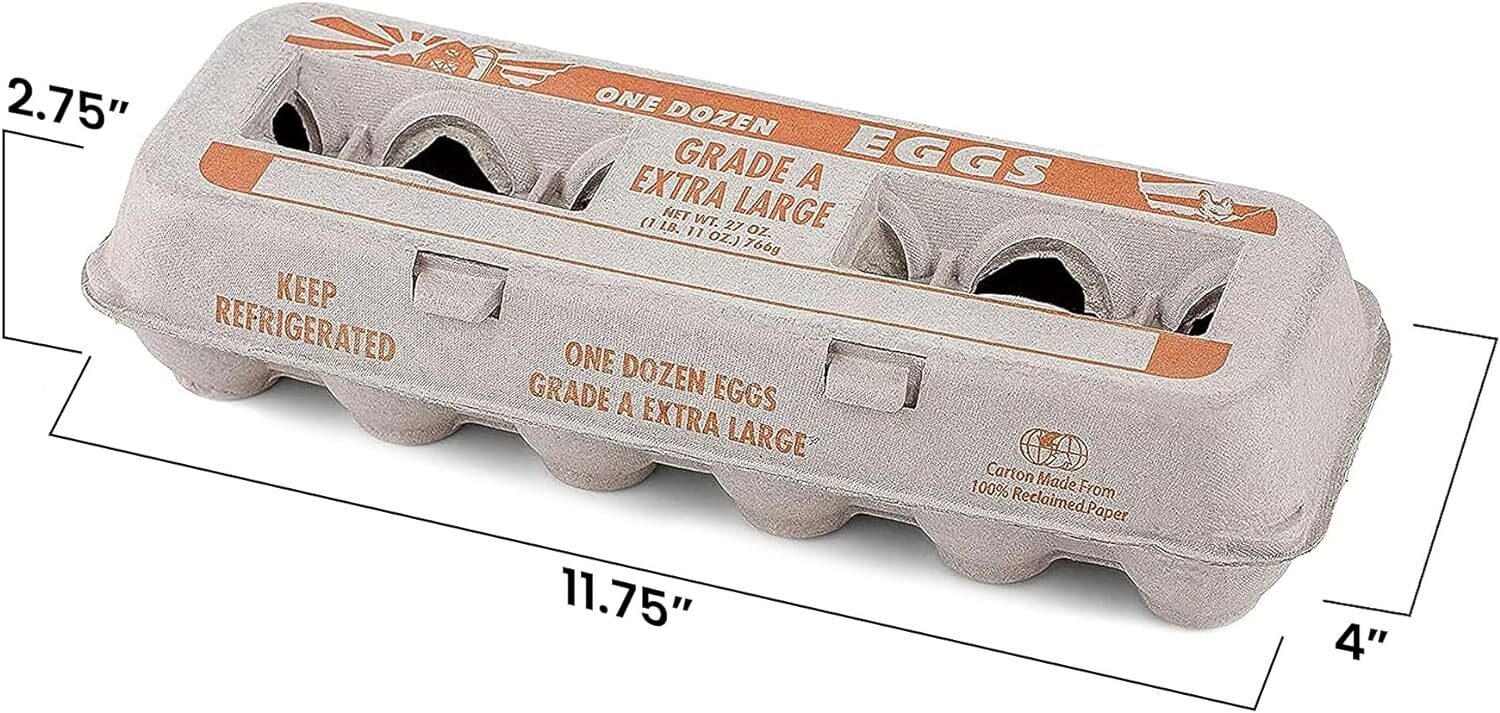 MT Products Printed Pulp XL Paper Egg Cartons Hold Eggs 12 Count - Pack of 10