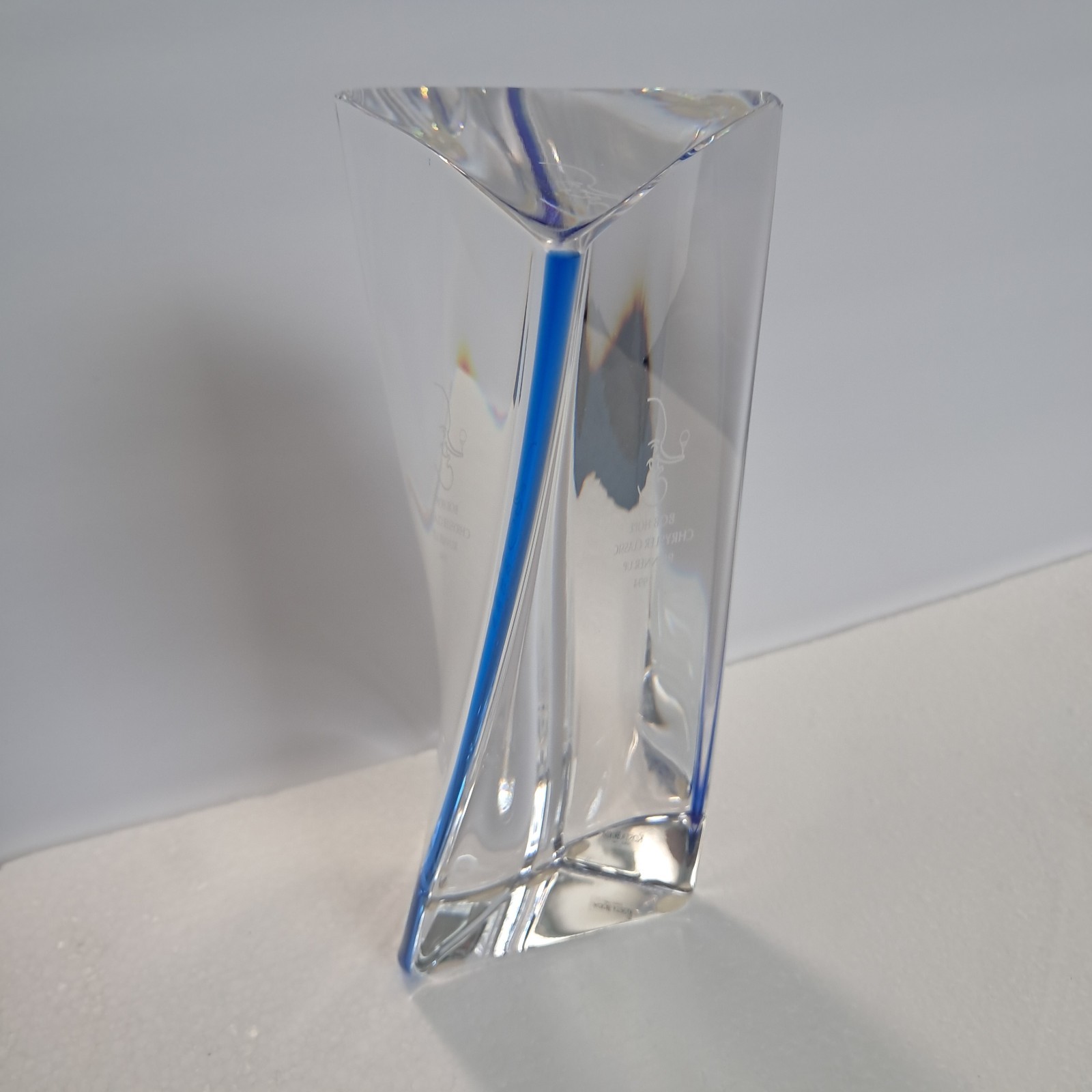 RARE 1994 Kosta Boda Striped 8" Glass Trophy Bob Hope Chrysler Classic Runner Up