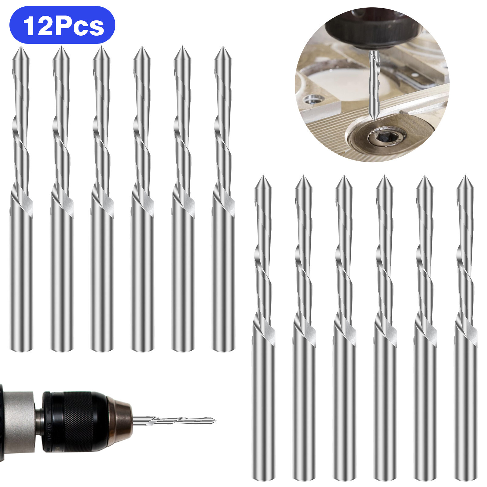 12Pcs 3/16" Drywall Cut Out Bit GuidePoint Cutout Router Bit Rotary Tool Saw Bit