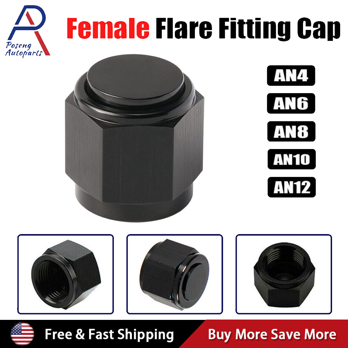 4/6/8/10/12 AN Female Flare Fitting Cap Block Off Nut Aluminum For Fuel Systems