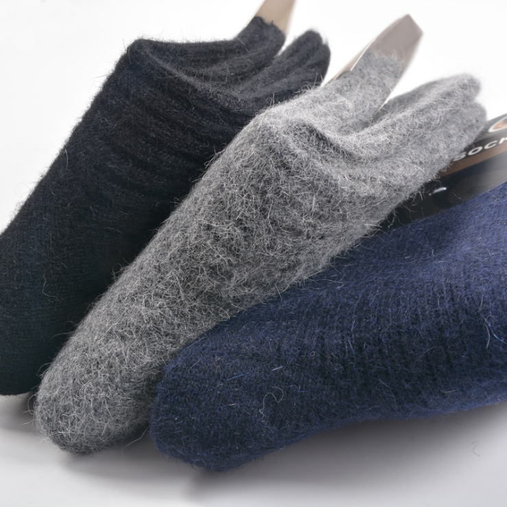 3 Pack Men 100%Merino Wool Crew Socks Thicken Dress Solid Thermal Boot Winter
