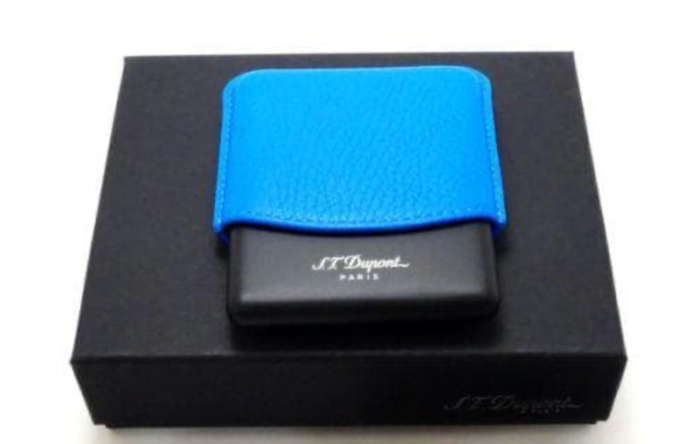 S.T. Dupont Leather Cigarette / Cigarillo Case Fluo Blue, 183116 New In Box