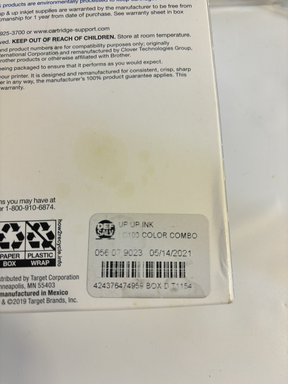 Up & UP Brother LC 103XL Ink Cartridges Cyan Magenta Yellow 05/21