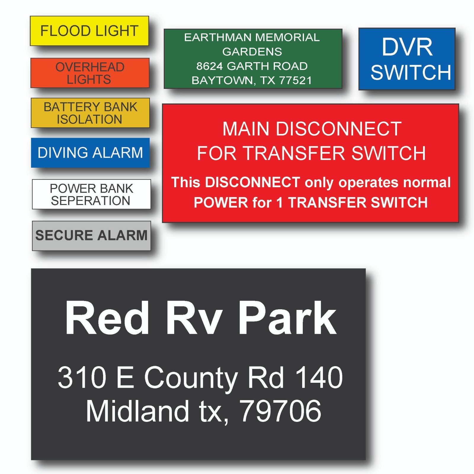 Engraved Electrical Panel Labels, Phenolic Labels, Breaker Box Labels, Meter tag