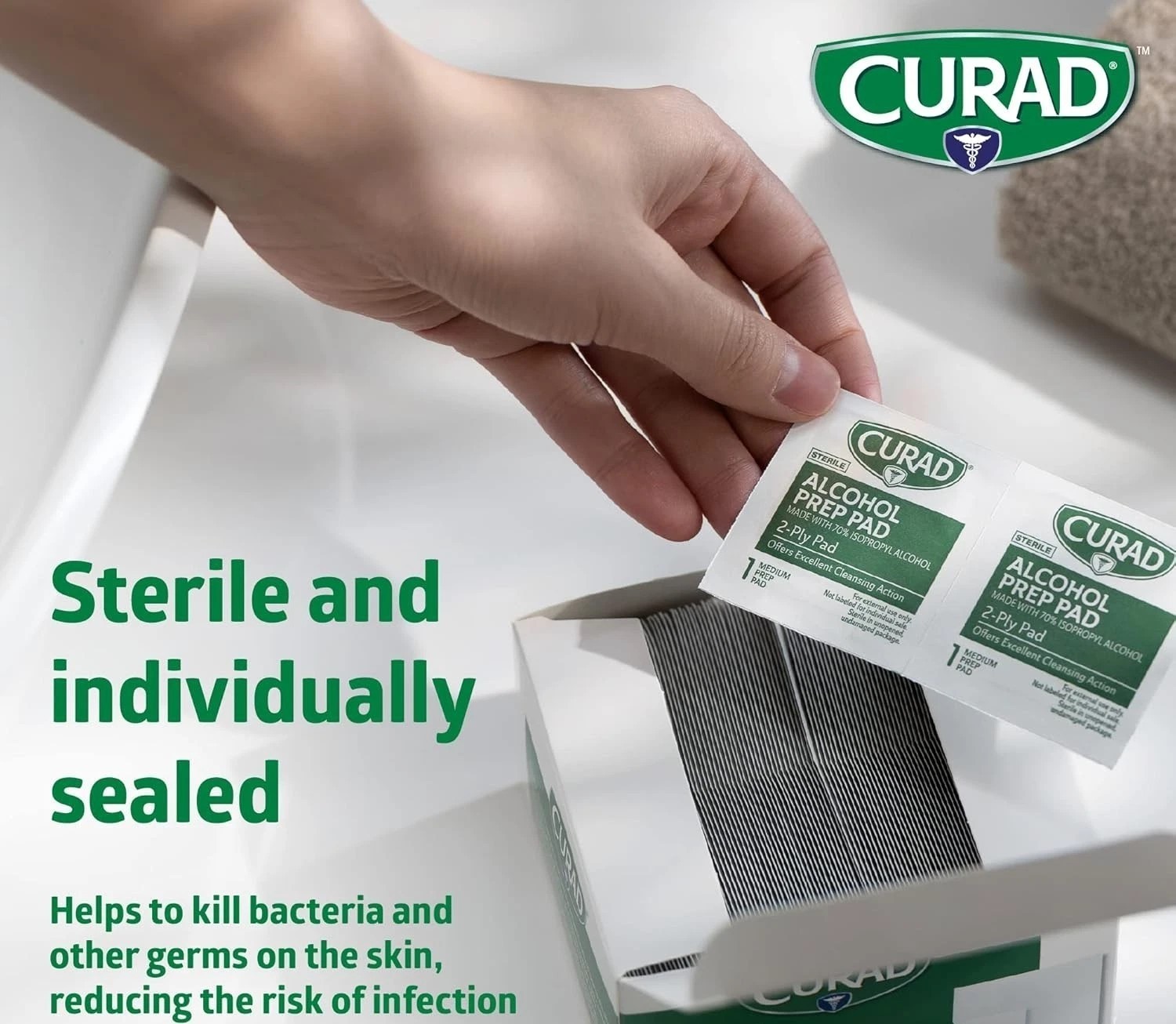 Curad Alcohol Prep Pads Swabs Wipes - 4 Boxes, 400 Total Isopropyl Wipes Pad