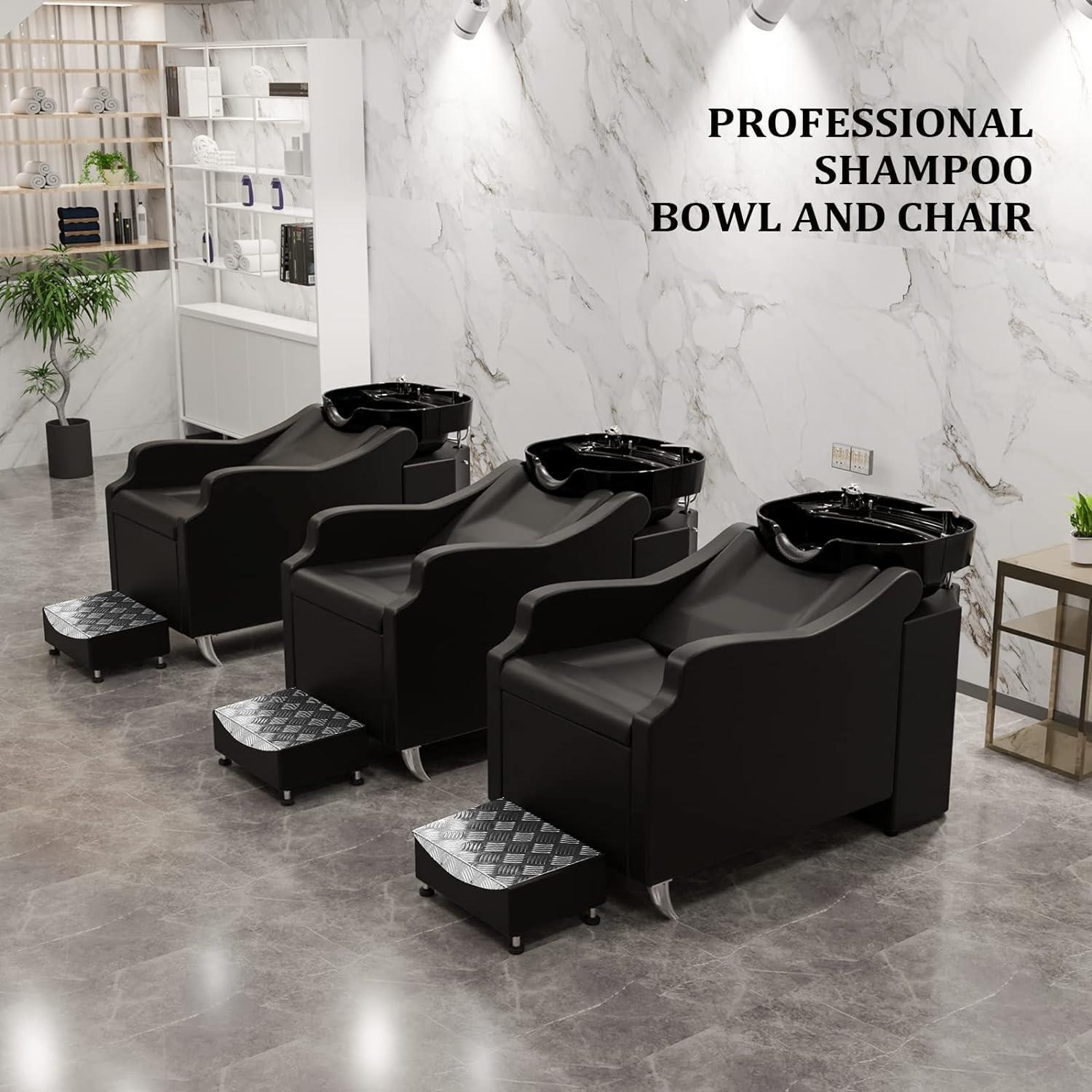 Backwash Barber Chair Porcelain Shampoo Bowl Sink Unit Station for Salon Spa