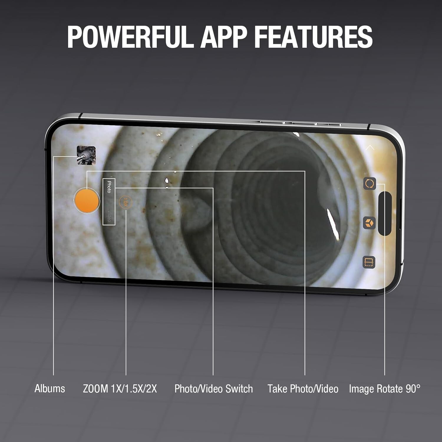 50FT Sewer Inspection Camera USB C Drain Plumbing Snake Borescope Endoscope